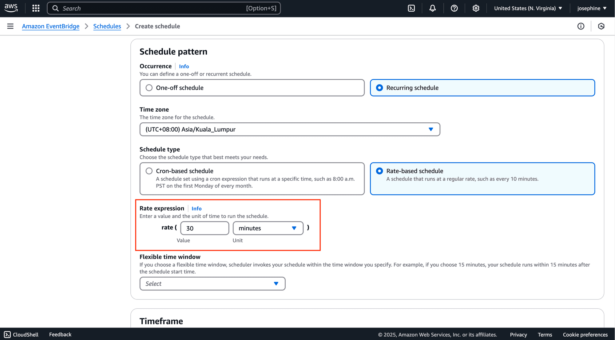 Configuring an EventBridge Schedule - configuring the schedule.png
